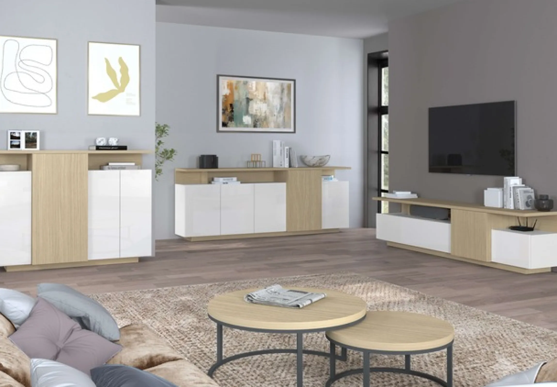 OTTO home Sideboard »Sideboard ETHOS, Kommode, Schrank, Kredenz« 1 Stk. tlg. Mit 5 Drehtüren, 8 Innenfächern und 2 Außenfächern, B.210 cm
