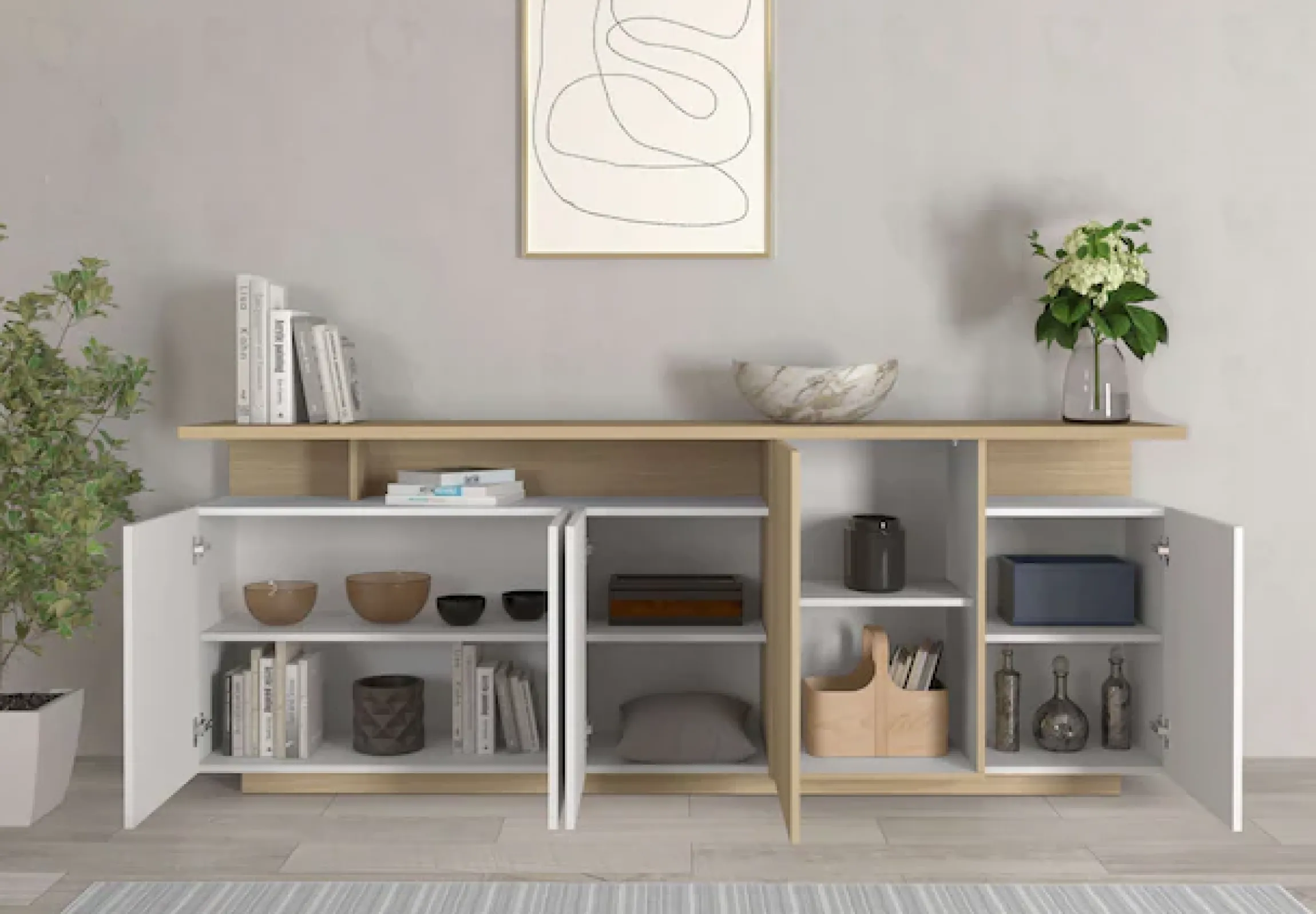 OTTO home Sideboard »Sideboard ETHOS, Kommode, Schrank, Kredenz« 1 Stk. tlg. Mit 5 Drehtüren, 8 Innenfächern und 2 Außenfächern, B.210 cm