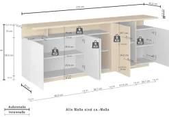 OTTO home Sideboard »Sideboard ETHOS, Kommode, Schrank, Kredenz« 1 Stk. tlg. Mit 5 Drehtüren, 8 Innenfächern und 2 Außenfächern, B.210 cm