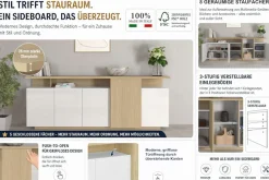 OTTO home Sideboard »Sideboard ETHOS, Kommode, Schrank, Kredenz« 1 Stk. tlg. Mit 5 Drehtüren, 8 Innenfächern und 2 Außenfächern, B.210 cm