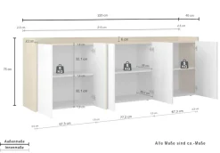 OTTO home Sideboard »Sideboard ALTEA, Kommode, Schrank, Kredenz« 1 Stk. tlg. Mit 6 Drehtüren, 6 Innenfächer, B.220 cm