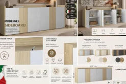 OTTO home Sideboard »Sideboard ALTEA, Kommode, Schrank, Kredenz« 1 Stk. tlg. Mit 6 Drehtüren, 6 Innenfächer, B.220 cm