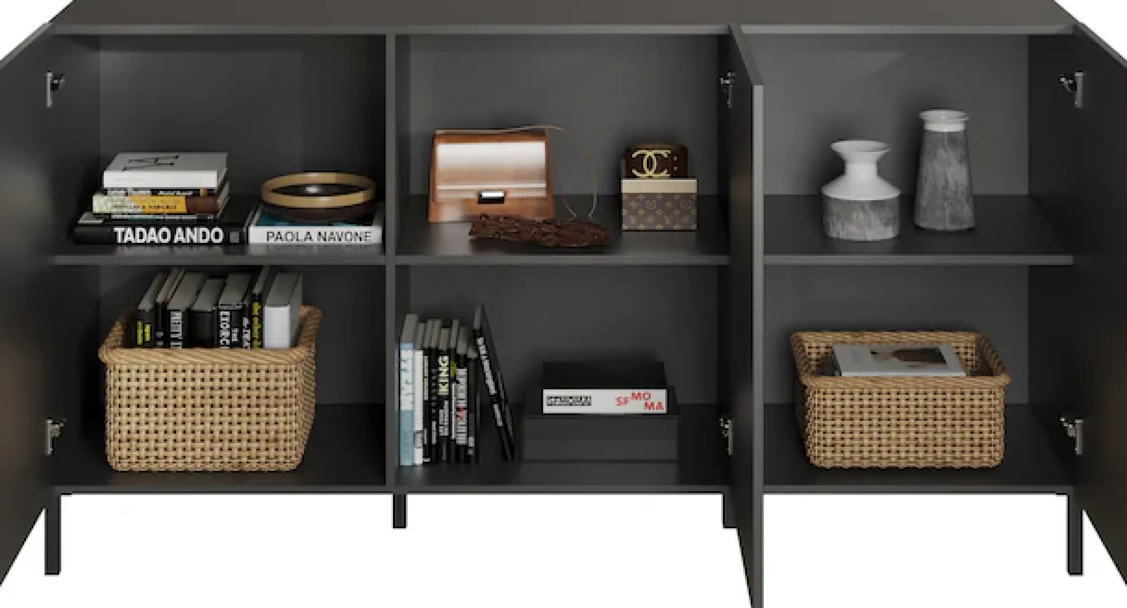 OTTO home Sideboard »Snake, Kommode, Anrichte, Stauraummöbel Breite 181 cm, Siebdruck-Front« moderne Wohnmöbel, 3 Türen, viel Stauraum, stilvoll und funktional