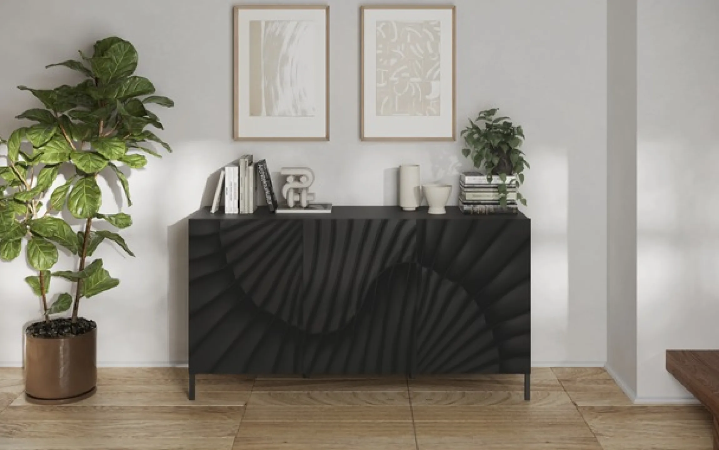 OTTO home Sideboard »Snake, Kommode, Anrichte, Stauraummöbel Breite 181 cm, Siebdruck-Front« moderne Wohnmöbel, 3 Türen, viel Stauraum, stilvoll und funktional