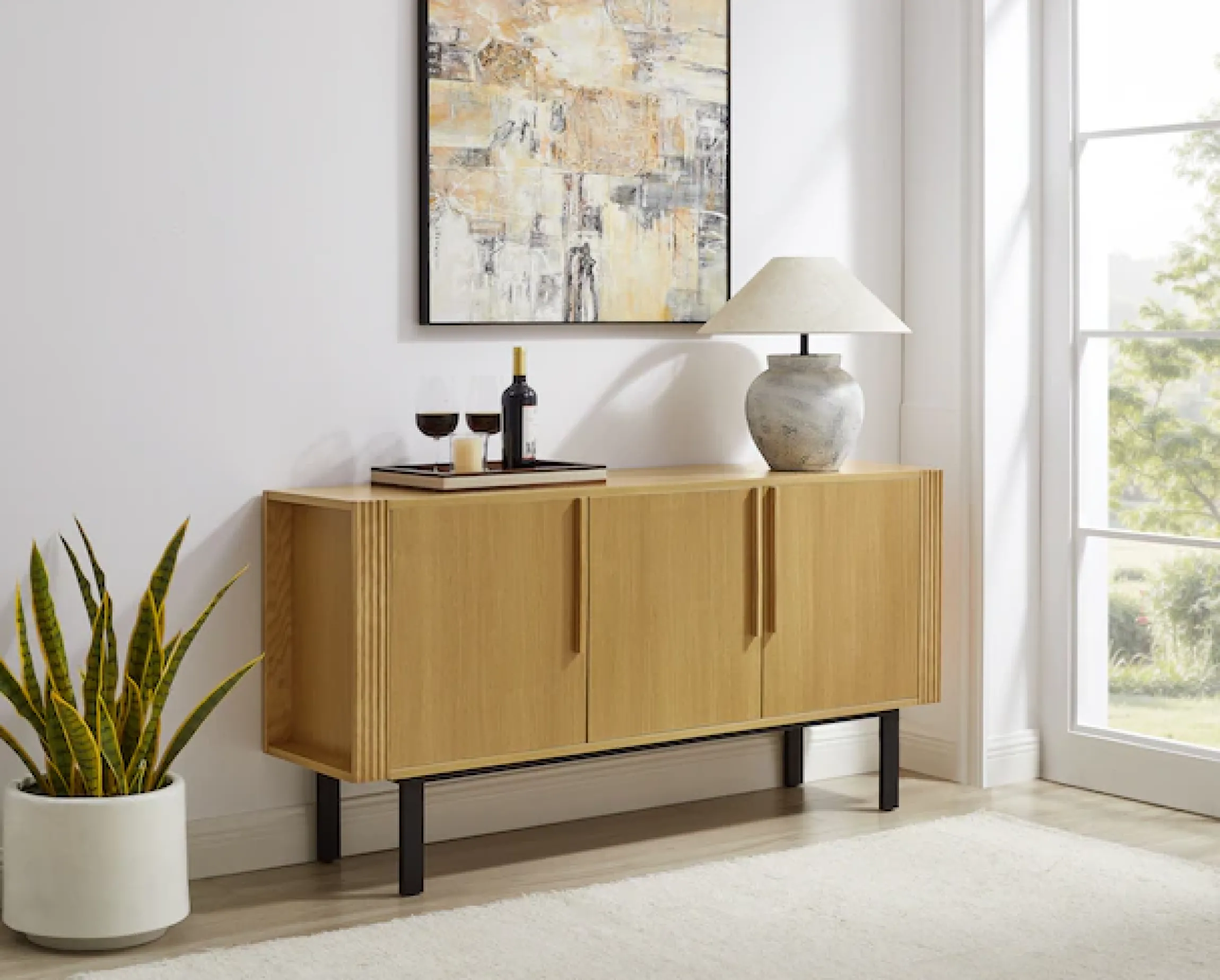 OTTO home Sideboard »Stiven« Eukalyptus und Esche, kombiniert mit Melamin, MDF und ABS-Kunststoff