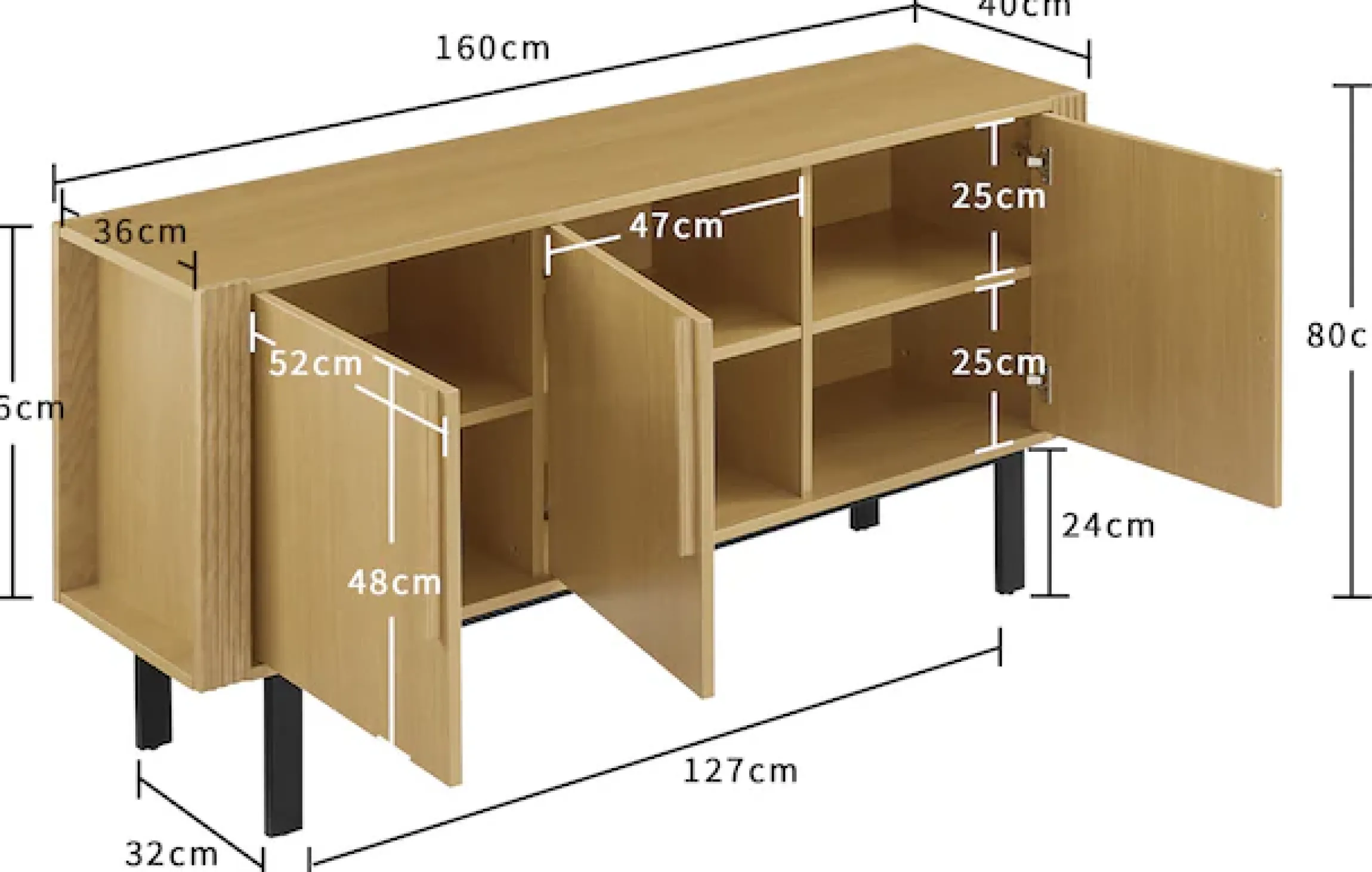 OTTO home Sideboard »Stiven« Eukalyptus und Esche, kombiniert mit Melamin, MDF und ABS-Kunststoff