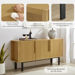 OTTO home Sideboard »Stiven« Eukalyptus und Esche, kombiniert mit Melamin, MDF und ABS-Kunststoff