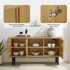 OTTO home Sideboard »Stiven« Eukalyptus und Esche, kombiniert mit Melamin, MDF und ABS-Kunststoff