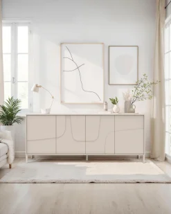 OTTO home Sideboard »Stone, 205 cm breit, 4Türen,Anrichte, Kommode, Stauraumschrank« 3D-Design, Push-to-open, Innenraum großzügig, Füße 14/2 cm wählbar