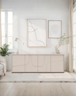 OTTO home Sideboard »Stone, 205 cm breit, 4Türen,Anrichte, Kommode, Stauraumschrank« 3D-Design, Push-to-open, Innenraum großzügig, Füße 14/2 cm wählbar
