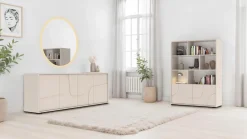OTTO home Sideboard »Stone, 205 cm breit, 4Türen,Anrichte, Kommode, Stauraumschrank« 3D-Design, Push-to-open, Innenraum großzügig, Füße 14/2 cm wählbar