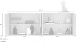 OTTO home Sideboard »Stone, 205 cm breit, 4Türen,Anrichte, Kommode, Stauraumschrank« 3D-Design, Push-to-open, Innenraum großzügig, Füße 14/2 cm wählbar