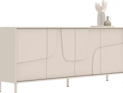 OTTO home Sideboard »Stone, 205 cm breit, 4Türen,Anrichte, Kommode, Stauraumschrank« 3D-Design, Push-to-open, Innenraum großzügig, Füße 14/2 cm wählbar