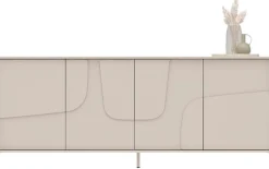 OTTO home Sideboard »Stone, 205 cm breit, 4Türen,Anrichte, Kommode, Stauraumschrank« 3D-Design, Push-to-open, Innenraum großzügig, Füße 14/2 cm wählbar