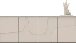 OTTO home Sideboard »Stone, 205 cm breit, 4Türen,Anrichte, Kommode, Stauraumschrank« 3D-Design, Push-to-open, Innenraum großzügig, Füße 14/2 cm wählbar