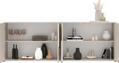 OTTO home Sideboard »Stone, 205 cm breit, 4Türen,Anrichte, Kommode, Stauraumschrank« 3D-Design, Push-to-open, Innenraum großzügig, Füße 14/2 cm wählbar