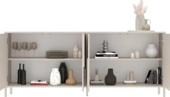 OTTO home Sideboard »Stone, 205 cm breit, 4Türen,Anrichte, Kommode, Stauraumschrank« 3D-Design, Push-to-open, Innenraum großzügig, Füße 14/2 cm wählbar