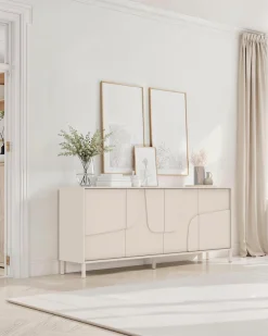 OTTO home Sideboard »Stone, 205 cm breit, 4Türen,Anrichte, Kommode, Stauraumschrank« 3D-Design, Push-to-open, Innenraum großzügig, Füße 14/2 cm wählbar