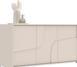 OTTO home Sideboard »Stone, 155 cm breit, 3 Türen, Anrichte, Kommode, Stauraumschrank« 3D-Design, Push-to-open, Innenraum großzügig, Füße 14/2 cm wählbar