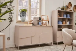 OTTO home Sideboard »Stone, 155 cm breit, 3 Türen, Anrichte, Kommode, Stauraumschrank« 3D-Design, Push-to-open, Innenraum großzügig, Füße 14/2 cm wählbar