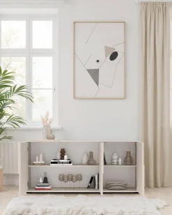 OTTO home Sideboard »Stone, 155 cm breit, 3 Türen, Anrichte, Kommode, Stauraumschrank« 3D-Design, Push-to-open, Innenraum großzügig, Füße 14/2 cm wählbar