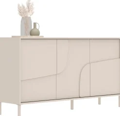OTTO home Sideboard »Stone, 155 cm breit, 3 Türen, Anrichte, Kommode, Stauraumschrank« 3D-Design, Push-to-open, Innenraum großzügig, Füße 14/2 cm wählbar