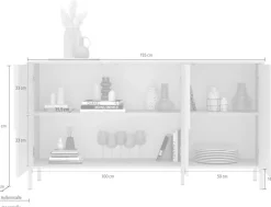 OTTO home Sideboard »Stone, 155 cm breit, 3 Türen, Anrichte, Kommode, Stauraumschrank« 3D-Design, Push-to-open, Innenraum großzügig, Füße 14/2 cm wählbar