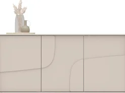 OTTO home Sideboard »Stone, 155 cm breit, 3 Türen, Anrichte, Kommode, Stauraumschrank« 3D-Design, Push-to-open, Innenraum großzügig, Füße 14/2 cm wählbar