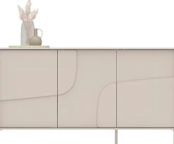 OTTO home Sideboard »Stone, 155 cm breit, 3 Türen, Anrichte, Kommode, Stauraumschrank« 3D-Design, Push-to-open, Innenraum großzügig, Füße 14/2 cm wählbar