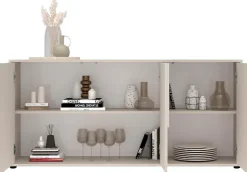OTTO home Sideboard »Stone, 155 cm breit, 3 Türen, Anrichte, Kommode, Stauraumschrank« 3D-Design, Push-to-open, Innenraum großzügig, Füße 14/2 cm wählbar