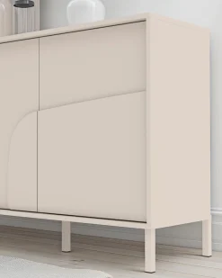 OTTO home Sideboard »Stone, 155 cm breit, 3 Türen, Anrichte, Kommode, Stauraumschrank« 3D-Design, Push-to-open, Innenraum großzügig, Füße 14/2 cm wählbar