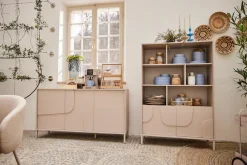 OTTO home Sideboard »Stone, 155 cm breit, 3 Türen, Anrichte, Kommode, Stauraumschrank« 3D-Design, Push-to-open, Innenraum großzügig, Füße 14/2 cm wählbar