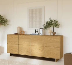 OTTO home Sideboard »Tatami, Stilvolle, moderne grifflose Kommode 4 Türen, Breite 220cm« Anrichte mit viel Stauraum, Böden verstellbar, push-to-open-Funktion