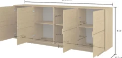 OTTO home Sideboard »Tatami, Stilvolle, moderne grifflose Kommode 4 Türen, Breite 220cm« Anrichte mit viel Stauraum, Böden verstellbar, push-to-open-Funktion