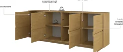 OTTO home Sideboard »Tatami, Stilvolle, moderne grifflose Kommode 4 Türen, Breite 220cm« Anrichte mit viel Stauraum, Böden verstellbar, push-to-open-Funktion