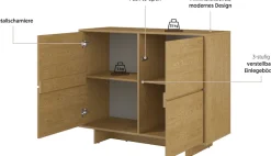 OTTO home Sideboard »Tatami, Stilvolle, moderne grifflose Kommode 2 Türen, Breite 111cm« Anrichte mit viel Stauraum, Böden verstellbar, push-to-open-Funktion