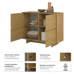 OTTO home Sideboard »Tatami, Stilvolle, moderne grifflose Kommode 2 Türen, Breite 111cm« Anrichte mit viel Stauraum, Böden verstellbar, push-to-open-Funktion