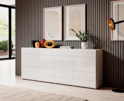 OTTO home Sideboard »Toledo,Breite 208cm,moderne Kommode mit dekorative Fräsungen,grifflos« Kombikommode mit viel Stauraum, Einlegeböden verstellbar