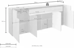 OTTO home Sideboard »Toledo,Breite 208cm,moderne Kommode mit dekorative Fräsungen,grifflos« Kombikommode mit viel Stauraum, Einlegeböden verstellbar