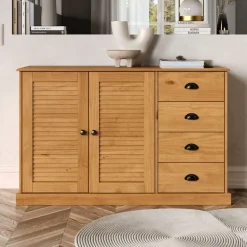OTTO home Sideboard »Turia, mit Lamellentüren« Kommode aus massivem Kiefernholz, FSC®, 4 Schubkasten, Breite 125 cm