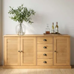OTTO home Sideboard »Turia, mit Lamellentüren« Kommode aus massivem Kiefernholz, FSC®, 4 Schubkasten, Breite 166 cm