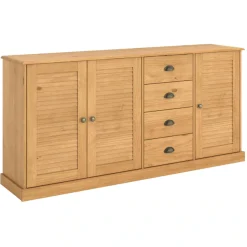 OTTO home Sideboard »Turia, mit Lamellentüren« Kommode aus massivem Kiefernholz, FSC®, 4 Schubkasten, Breite 166 cm