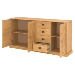 OTTO home Sideboard »Turia, mit Lamellentüren« Kommode aus massivem Kiefernholz, FSC®, 4 Schubkasten, Breite 166 cm