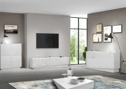 OTTO home Sideboard »VELA, Breite 160 cm, Design mit schrägen Türen, Maße-B/T/H: 160x35x75« 1 Stk. tlg. Made in Italy, Fronten Hochglanz lackiert,Sideboard, Anrichte, Kommode