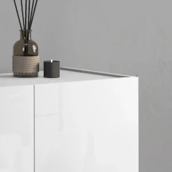 OTTO home Sideboard »VELA, Breite 160 cm, Design mit schrägen Türen, Maße-B/T/H: 160x35x75« 1 Stk. tlg. Made in Italy, Fronten Hochglanz lackiert,Sideboard, Anrichte, Kommode