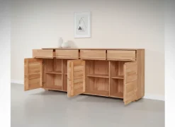 OTTO home Sideboard »VETRO Teilmassiv, Fronten Massivholz, Wohnzimmer, Stauraum,Griffmulde« B/T/H:199/40/85cm, 4Schubladen, 8 geschlossen Fächer, Stauraum
