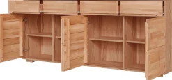 OTTO home Sideboard »VETRO Teilmassiv, Fronten Massivholz, Wohnzimmer, Stauraum,Griffmulde« B/T/H:199/40/85cm, 4Schubladen, 8 geschlossen Fächer, Stauraum