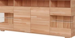 OTTO home Sideboard »VETRO Teilmassiv, Fronten Massivholz, Wohnzimmer, Stauraum,Griffmulde« B/T/H:199/40/85cm, 3 offene Fächer, 6geschlossen Fächer, Stauraum