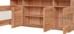 OTTO home Sideboard »VETRO Teilmassiv, Fronten Massivholz, Wohnzimmer, Stauraum,Griffmulde« B/T/H:199/40/85cm, 3 offene Fächer, 6geschlossen Fächer, Stauraum