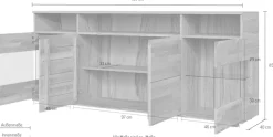 OTTO home Sideboard »VETRO Teilmassiv, Fronten Massivholz, Wohnzimmer, Stauraum,Griffmulde« B/T/H:199/40/85cm, 3 offene Fächer, 6geschlossen Fächer, Stauraum